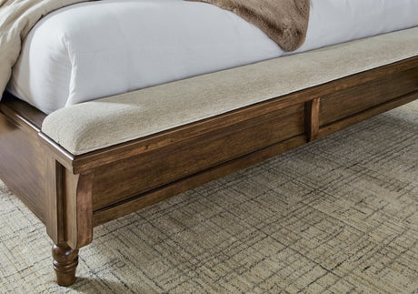 Sturlayne Brown Queen Upholstered Panel Bed with Footboard Bench from Ashley - Luna Furniture
