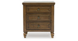 Sturlayne King Upholstered Panel Bed with Mirrored Dresser and 2 Nightstands in Brown from Ashley - Luna Furniture