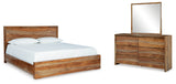 Dressonni Brown California King Panel Bed with Mirrored Dresser from Ashley Furniture - Luna Furniture