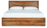 Dressonni Brown King Panel Bed with Mirrored Dresser from Ashley Furniture - Luna Furniture