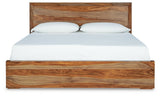 Dressonni Brown California King Panel Bed with Mirrored Dresser from Ashley Furniture - Luna Furniture