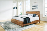 Dressonni Brown King Panel Bed with Mirrored Dresser from Ashley Furniture - Luna Furniture