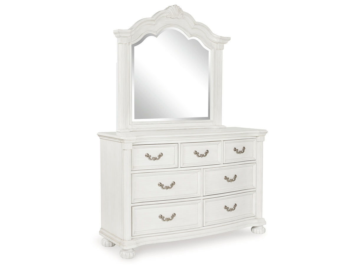 Montelaine Antique White Dresser and Mirror from Ashley - Luna Furniture