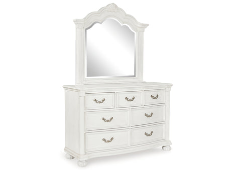 Montelaine Antique White Dresser and Mirror from Ashley - Luna Furniture