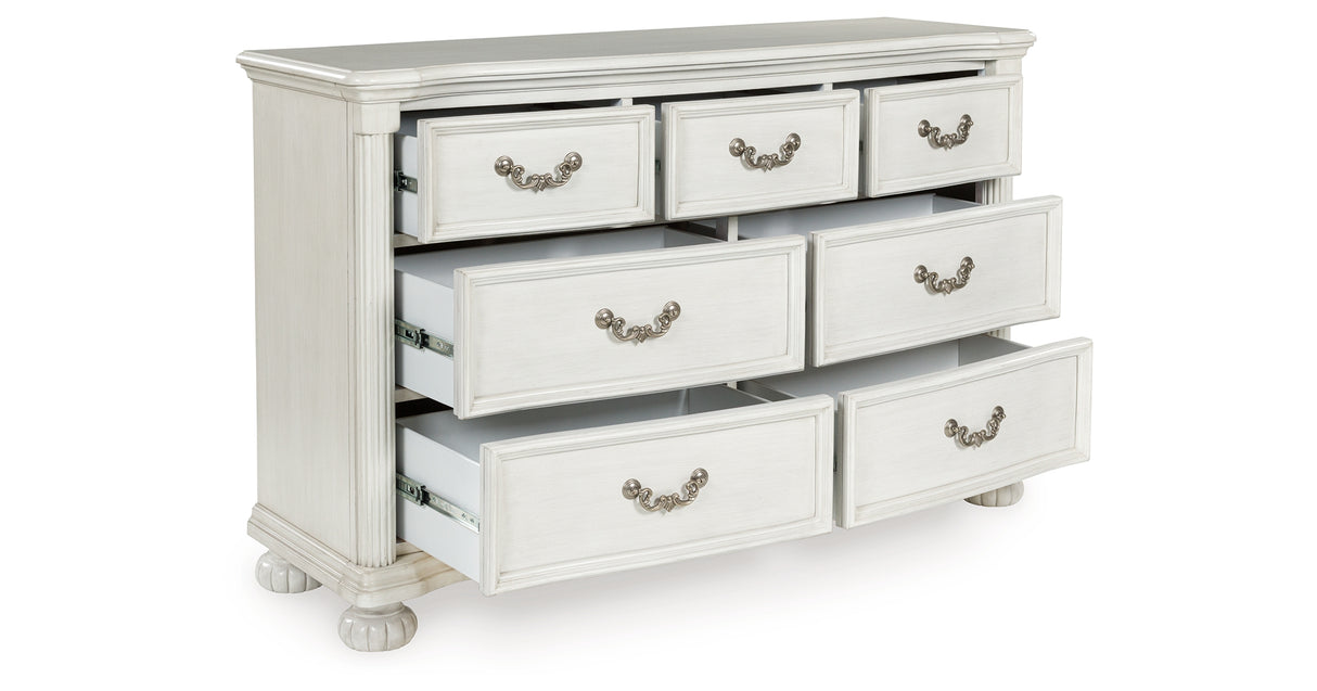 white dresser large Montelaine Antique White Dresser – Luna Furniture