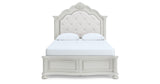 Montelaine Antique White Queen Upholstered Panel Bed from Ashley - Luna Furniture