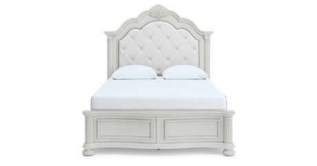 Montelaine Antique White Queen Upholstered Panel Bed from Ashley - Luna Furniture