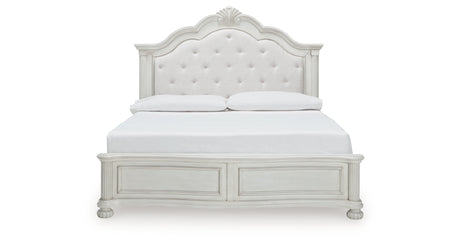 Montelaine Antique White California King Upholstered Panel Bed from Ashley - Luna Furniture
