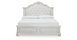 Montelaine Antique White King Upholstered Panel Bed from Ashley - Luna Furniture