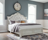 Montelaine Antique White California King Upholstered Panel Bed from Ashley - Luna Furniture
