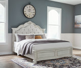 Montelaine Antique White King Upholstered Panel Bed from Ashley - Luna Furniture