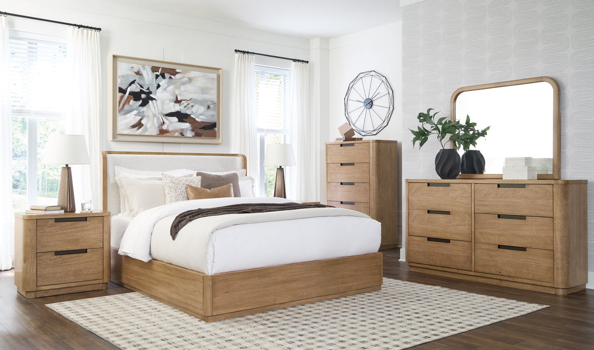 Pamaria Light Brown Upholstered Panel Bed Bedroom Set from Ashley - Luna Furniture