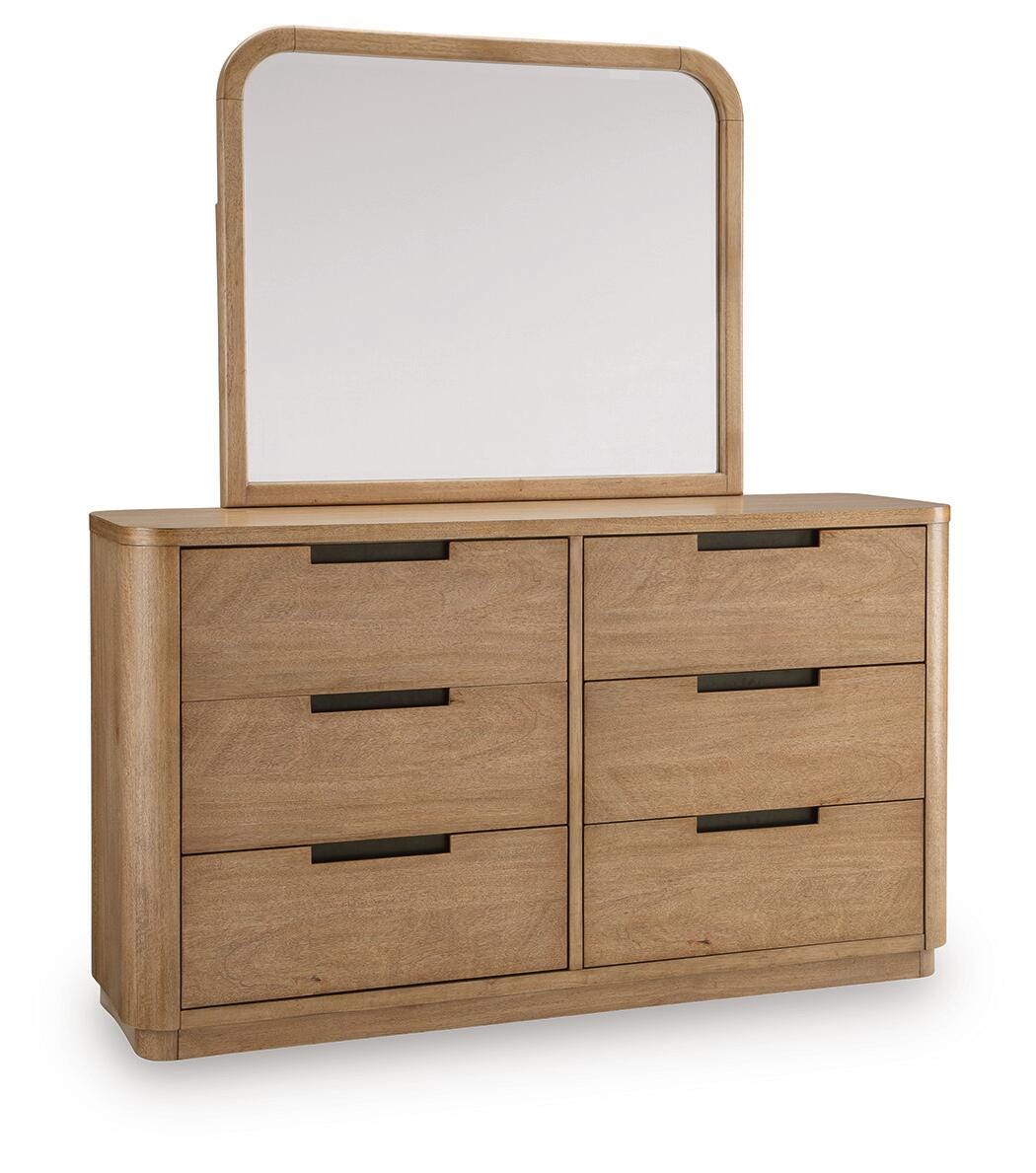 Pamaria Light Brown Dresser and Mirror from Ashley - Luna Furniture