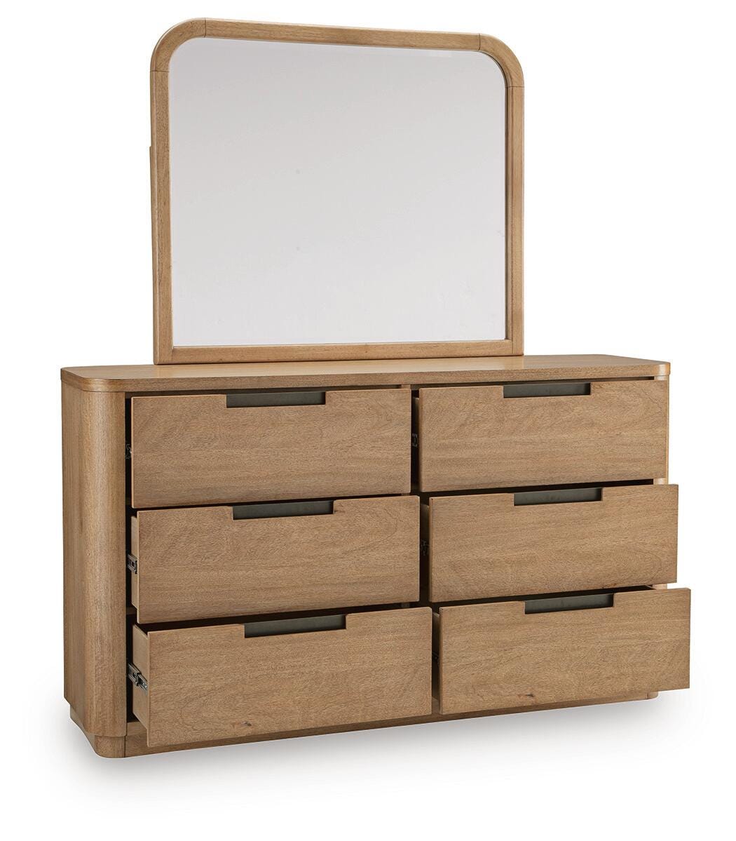 Pamaria Light Brown Dresser and Mirror from Ashley - Luna Furniture