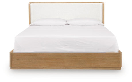 Pamaria Light Brown California King Upholstered Panel Bed from Ashley - Luna Furniture