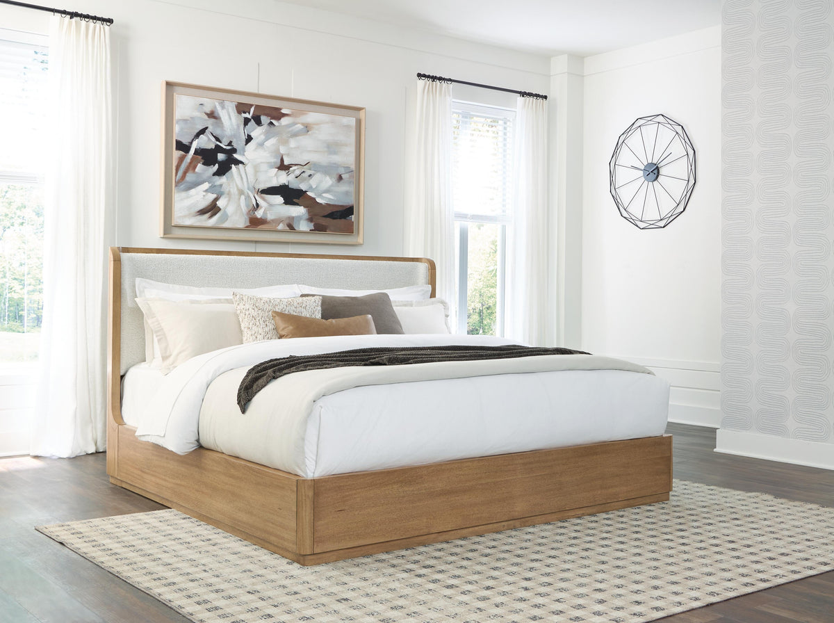 Pamaria Light Brown King Upholstered Bed from Ashley - Luna Furniture