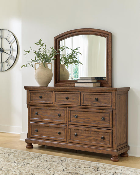 Zackaryn Warm Brown Dresser and Mirror from Ashley - Luna Furniture