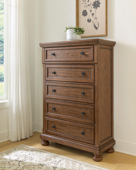 Zackaryn Warm Brown Chest of Drawers from Ashley - Luna Furniture