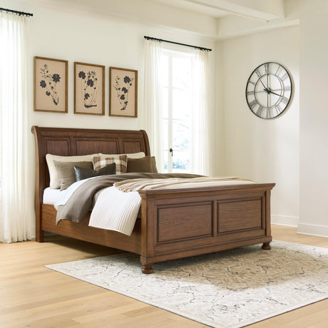 Zackaryn Warm Brown Queen Sleigh Bed from Ashley - Luna Furniture