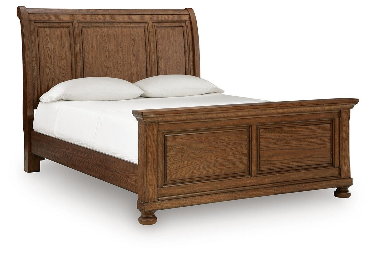 Zackaryn Warm Brown Queen Sleigh Bed from Ashley - Luna Furniture