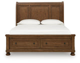 Zackaryn Warm Brown Queen Sleigh Storage Bed from Ashley - Luna Furniture