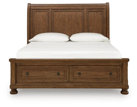 Zackaryn Warm Brown Queen Sleigh Storage Bed from Ashley - Luna Furniture