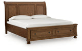 Zackaryn Warm Brown King Sleigh Storage Bed from Ashley - Luna Furniture
