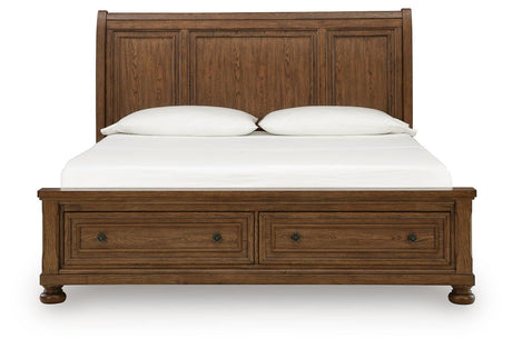 Zackaryn Warm Brown King Sleigh Storage Bed from Ashley - Luna Furniture