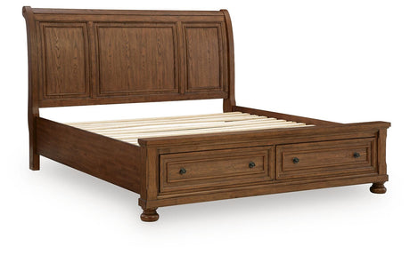 Zackaryn Warm Brown California King Sleigh Storage Bed from Ashley - Luna Furniture