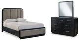 Rowanbeck Gray/Black Upholstered Panel Bedroom Set from Ashley Furniture - Luna Furniture