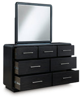 Rowanbeck Gray/Black Upholstered Panel Bedroom Set from Ashley Furniture - Luna Furniture