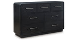 Rowanbeck King Upholstered Panel Bed with Dresser in Gray/Black from Ashley Furniture - Luna Furniture