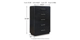 Rowanbeck Queen Upholstered Panel Bed with Mirrored Dresser, Chest and 2 Nightstands in Gray/Black from Ashley Furniture - Luna Furniture