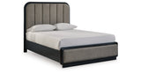 Rowanbeck Gray/Black Queen Upholstered Panel Bed from Ashley - Luna Furniture