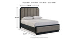Rowanbeck Queen Upholstered Panel Bed with Mirrored Dresser, Chest and 2 Nightstands in Gray/Black from Ashley Furniture - Luna Furniture