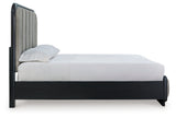 Rowanbeck Gray/Black Queen Upholstered Panel Bed from Ashley - Luna Furniture