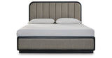 Rowanbeck King Upholstered Panel Bed with Mirrored Dresser, Chest and Nightstand in Gray/Black from Ashley Furniture - Luna Furniture