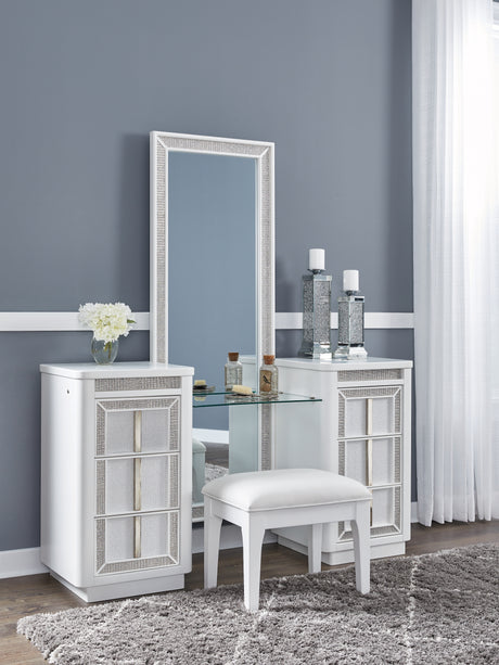 Chalanna White Vanity with Mirror from Ashley - Luna Furniture