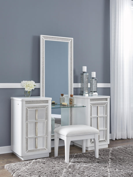 Chalanna White Vanity with Mirror from Ashley Furniture - Luna Furniture