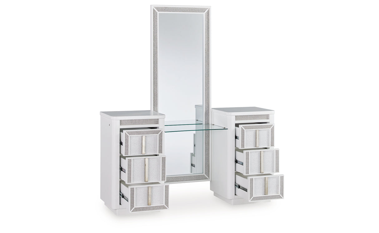 Chalanna White Vanity with Mirror from Ashley Furniture - Luna Furniture