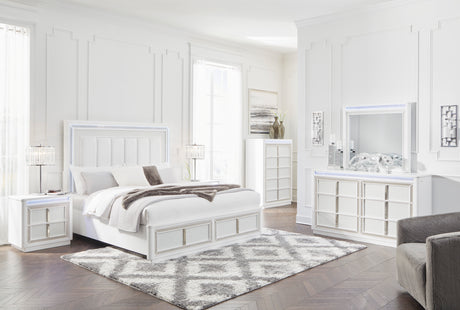 Chalanna White LED Upholstered Storage Platform Bedroom Set from Ashley - Luna Furniture