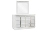 Chalanna King Upholstered Storage Bed with Mirrored Dresser in White from Ashley Furniture - Luna Furniture