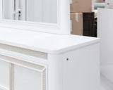 Chalanna King Upholstered Storage Bed with Mirrored Dresser in White from Ashley Furniture - Luna Furniture