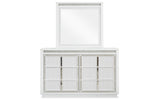 Chalanna King Upholstered Storage Bed with Mirrored Dresser in White from Ashley Furniture - Luna Furniture