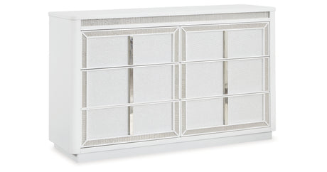 Chalanna King Upholstered Storage Bed with Dresser and Nightstand in White from Ashley Furniture - Luna Furniture