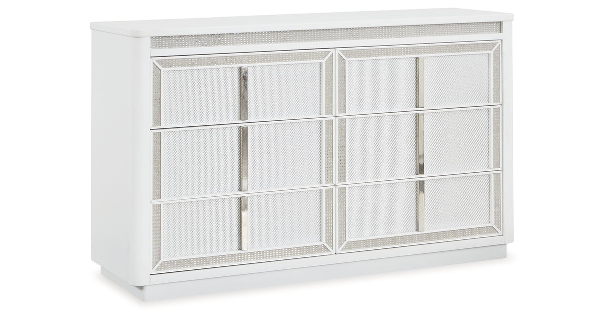 Chalanna King Upholstered Storage Bed with Dresser in White from Ashley - Luna Furniture