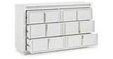 Chalanna Queen Upholstered Storage Bed with Dresser in White from Ashley Furniture - Luna Furniture