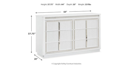 Chalanna Queen Upholstered Storage Bed with Dresser and 2 Nightstands in White from Ashley Furniture - Luna Furniture