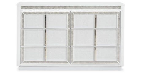 Chalanna Queen Upholstered Storage Bed with Dresser and 2 Nightstands in White from Ashley Furniture - Luna Furniture