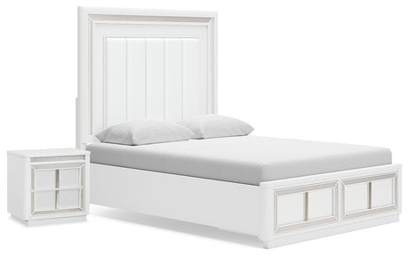 Chalanna White LED Upholstered Storage Platform Bedroom Set from Ashley - Luna Furniture